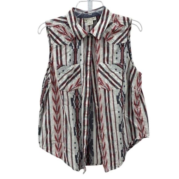 Ariat Sleeveless Western Aztec Stripe Shirt | Size XL | Rodeo 4th of July - Picture 1 of 4